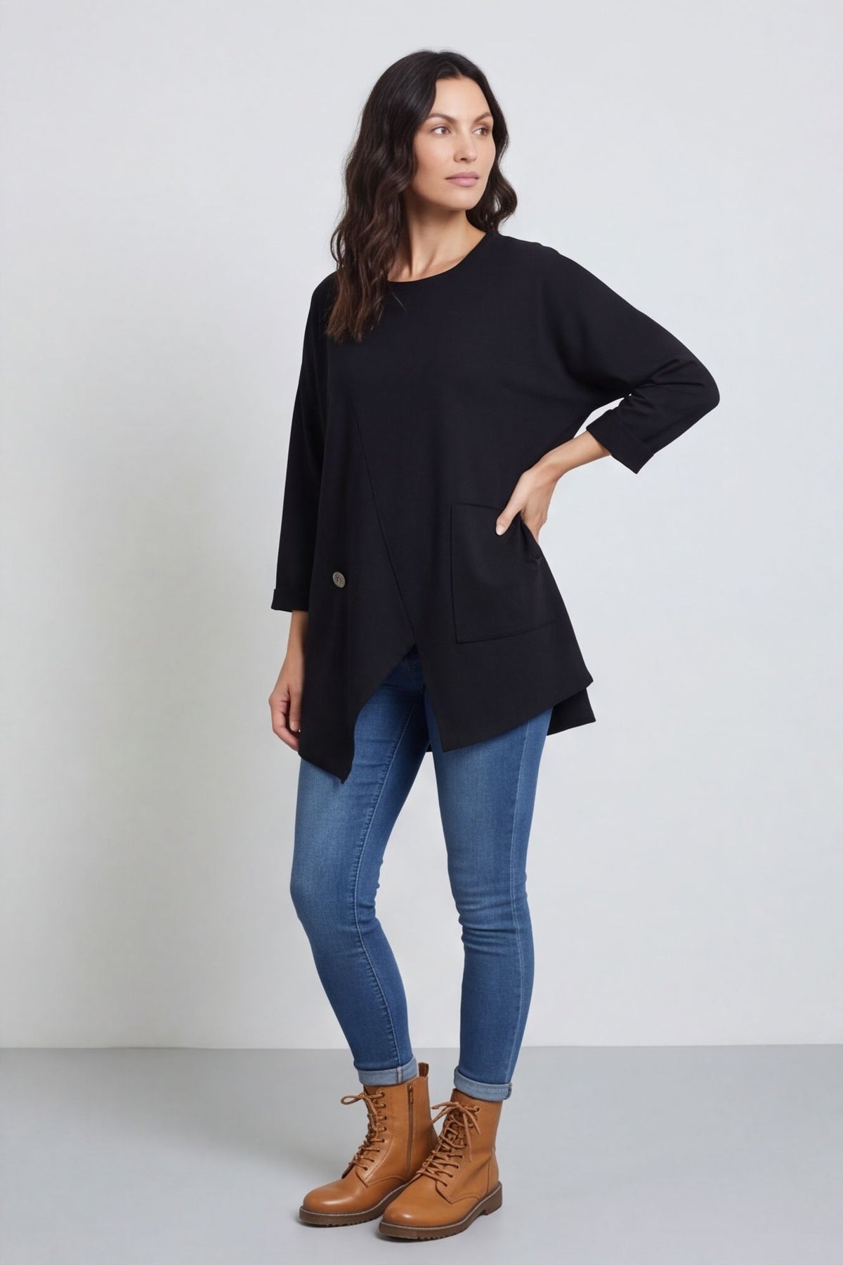 Kelilah Pocket Cotton Top Black – image 3 of 5