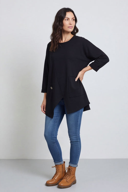 Kelilah Pocket Cotton Top Black – image 3 of 5