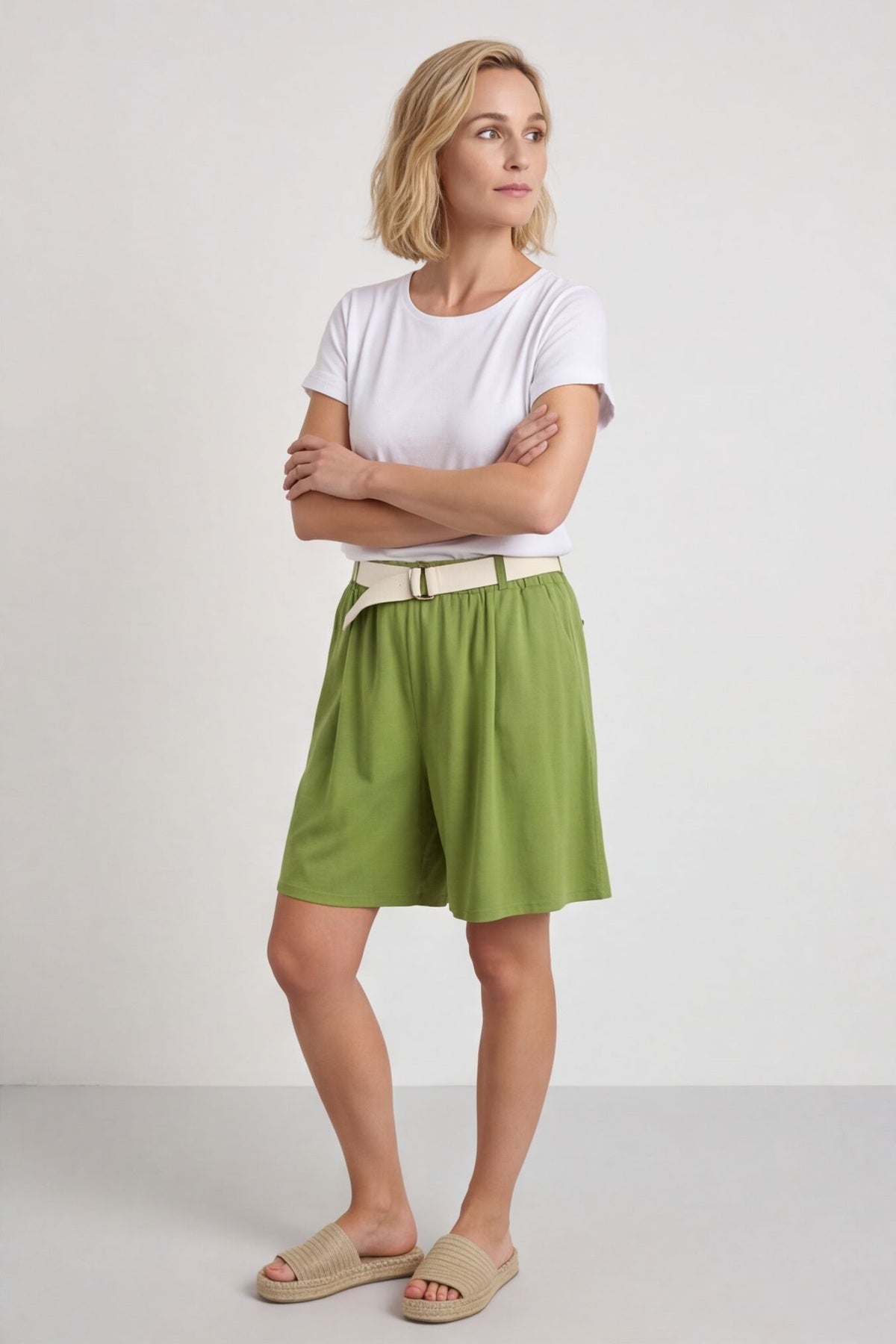 Samida Cotton Shorts Olive – image 3 of 6