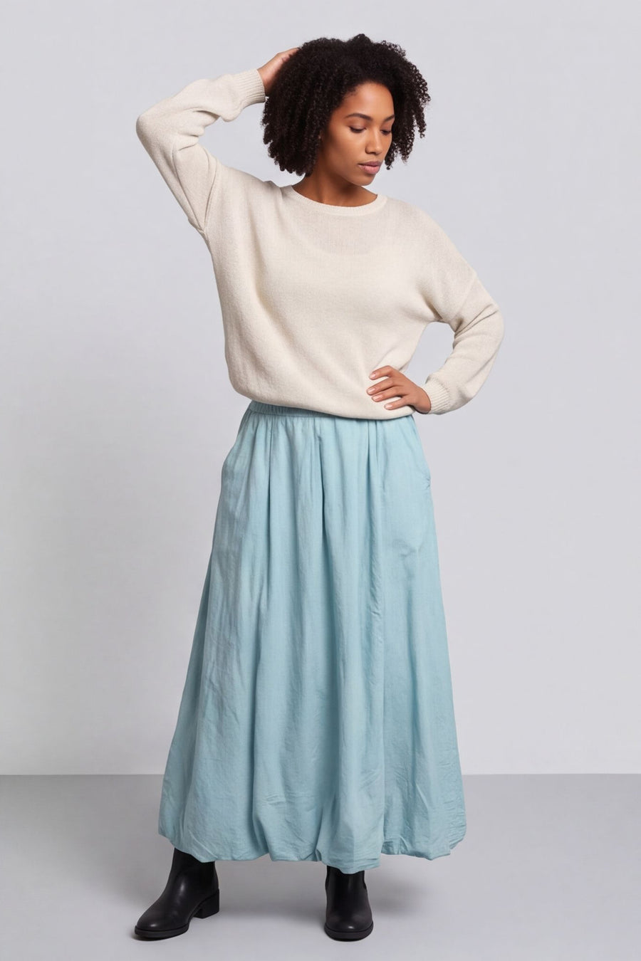 Wilfreda Puffball Cotton Skirt Sage Green – image 3 of 6