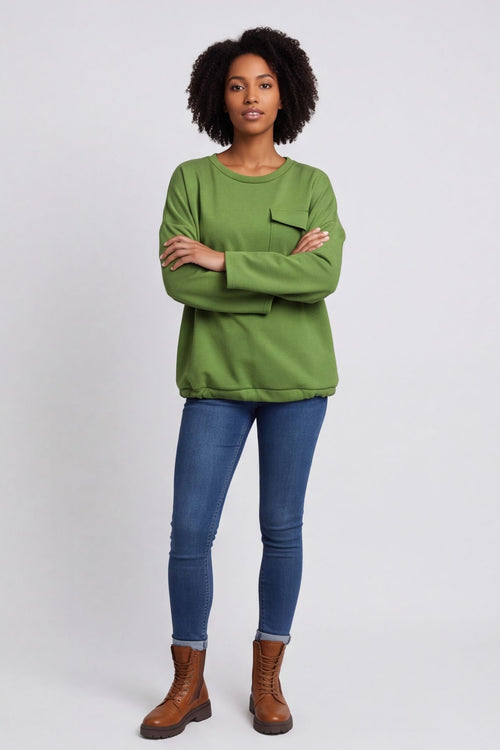 Tania Pocket Top Olive – image 3 of 6