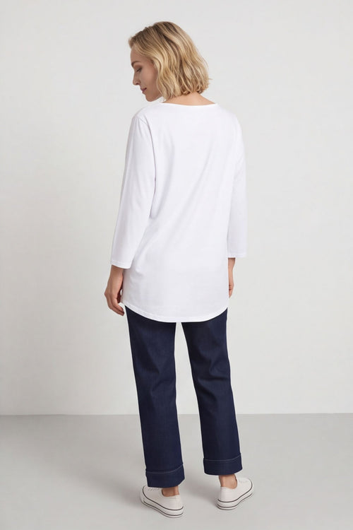 Gemma Knot Detail Cotton Top White – image 3 of 4