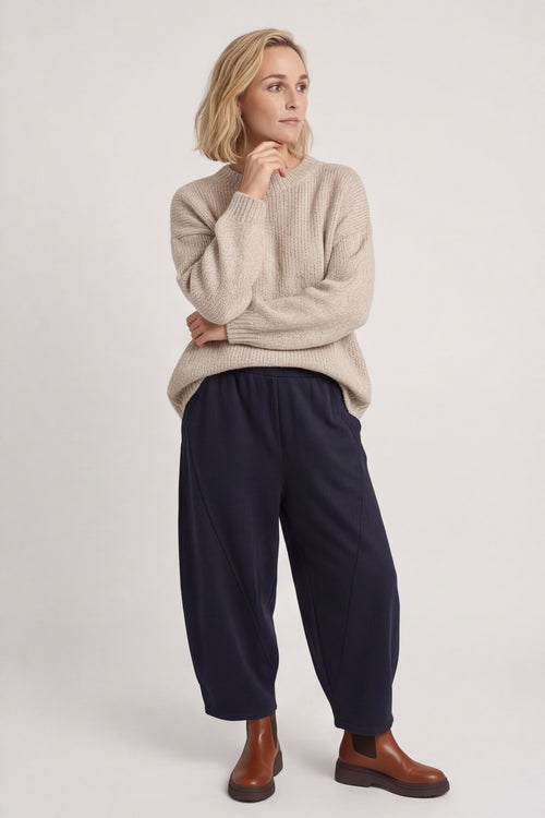 Yasmina Cropped Cotton Trousers Navy – image 2 of 4