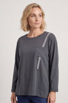 Barbara Pocket Cotton Top Charcoal – image 3 of 6