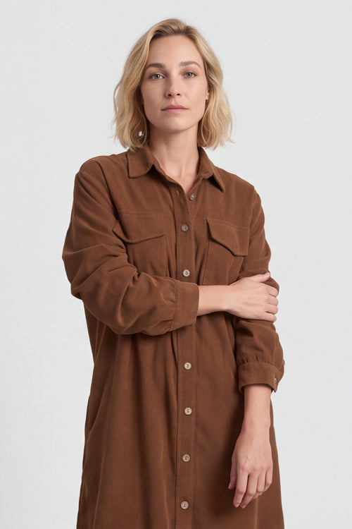 Dezi Needlecord Shirt Dress Nutmeg – image 3 of 6