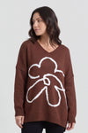 Roxanna Flower Knitted Jumper Cocoa – image 3 of 6