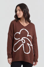 Roxanna Flower Knitted Jumper Cocoa Cocoa - Roxanna Flower Knitted Jumper Cocoa – image 3 of 6
