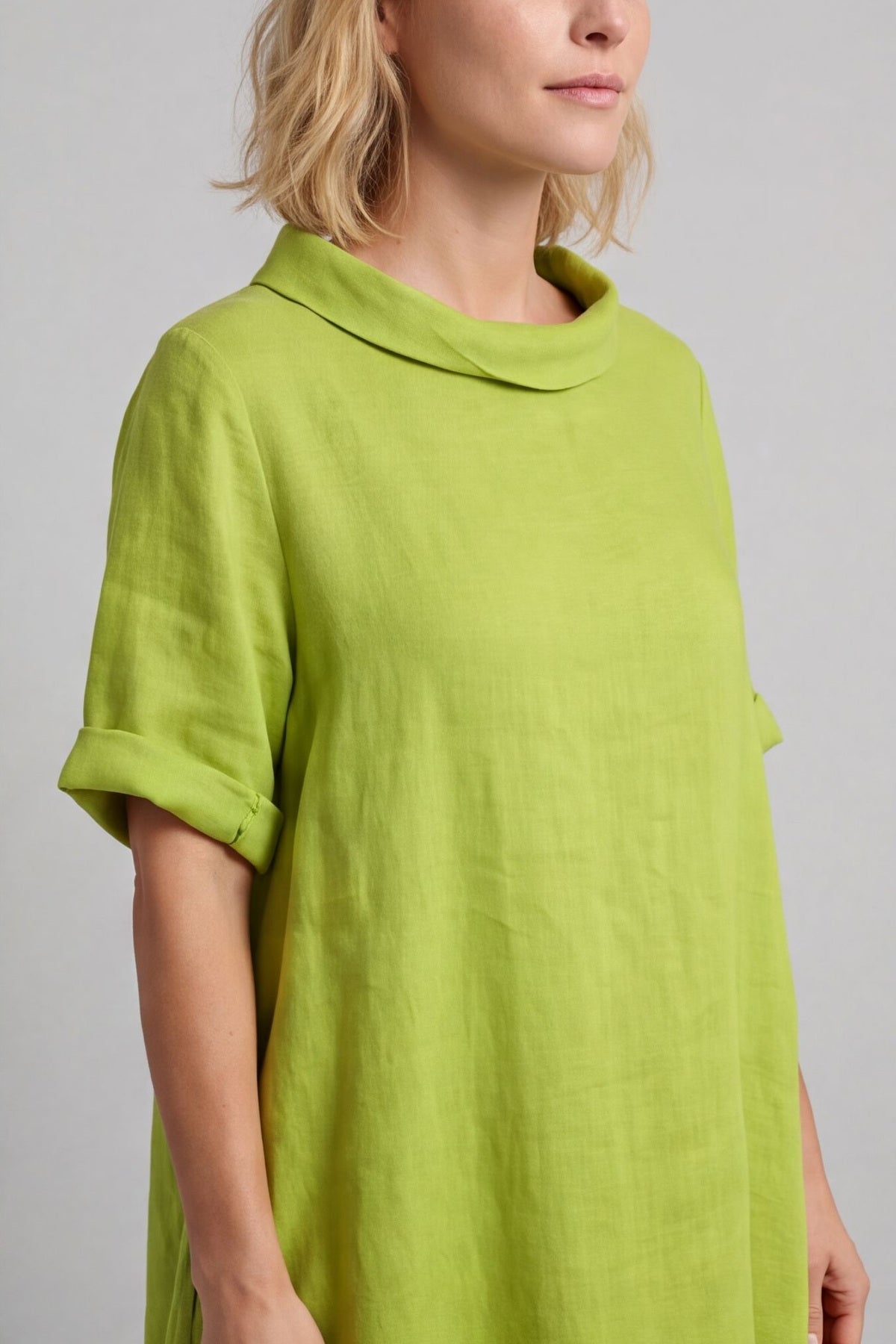 Tasha Cowl Neck Linen Dress Olive – image 3 of 4