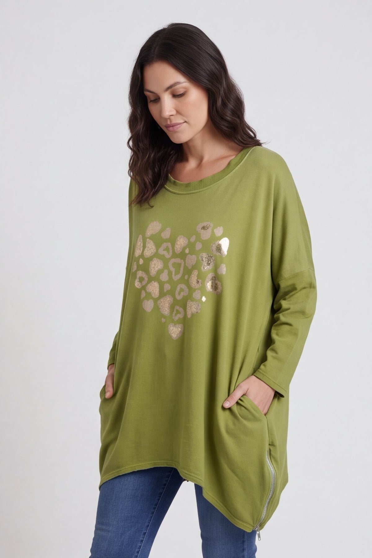 Evette Heart Cotton Top Green – image 3 of 6