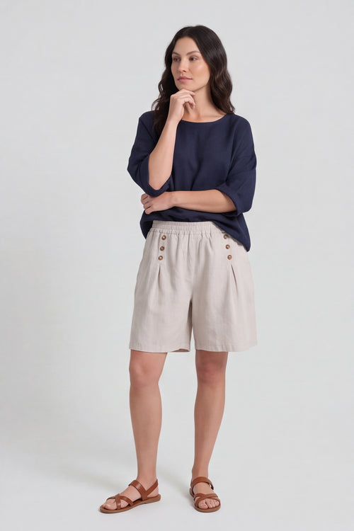 Arielle Linen Blend Shorts Stone – image 3 of 5