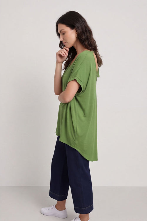 Porthcurno Tie Back Cotton Top Green – image 3 of 6