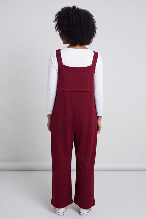 Kinley Pocket Cotton Jumpsuit Wine – image 3 of 5