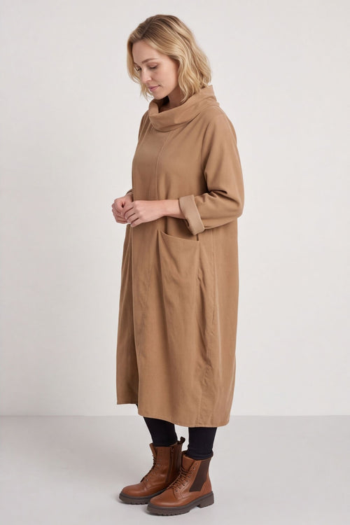 Christie Needlecord Dress Camel – image 3 of 6