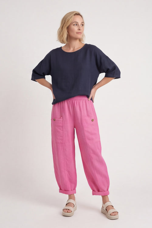 Clarisse Button Pocket Linen Trouser – image 3 of 6