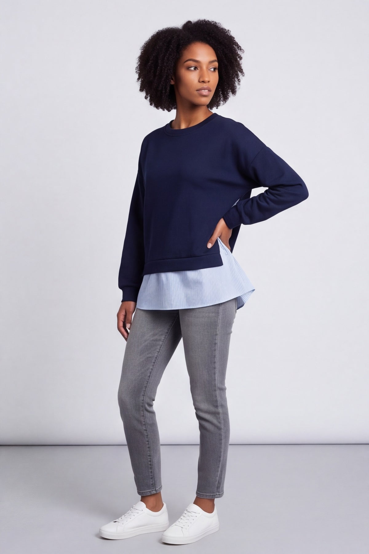 Gail Layer Detail Top Navy – image 3 of 6
