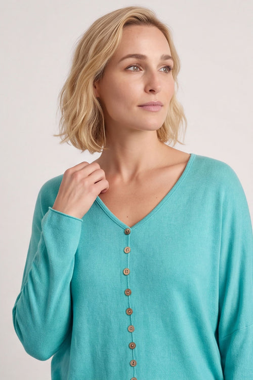 Blythe Button Detail Top Aqua – image 2 of 3