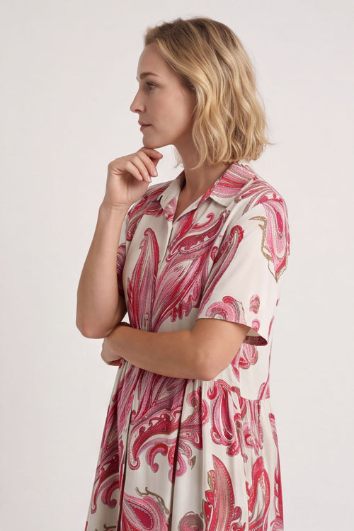 Jojo Print Button Dress Stone – image 3 of 6