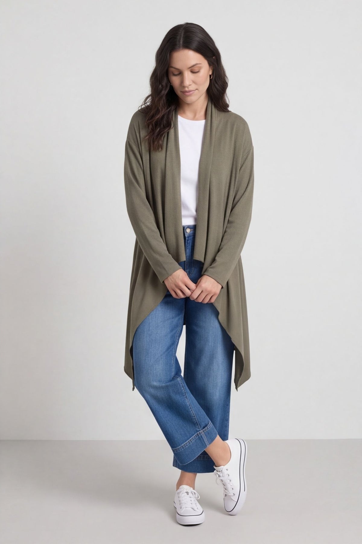Regan Waterfall Cardigan Khaki – image 3 of 6