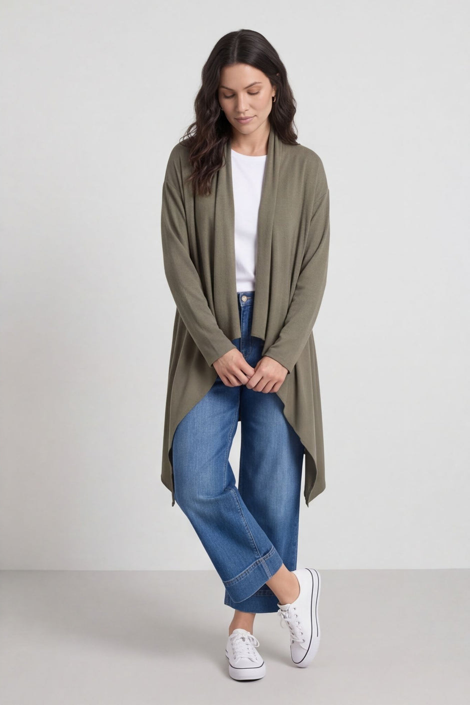 Regan Waterfall Cardigan Khaki – image 3 of 6