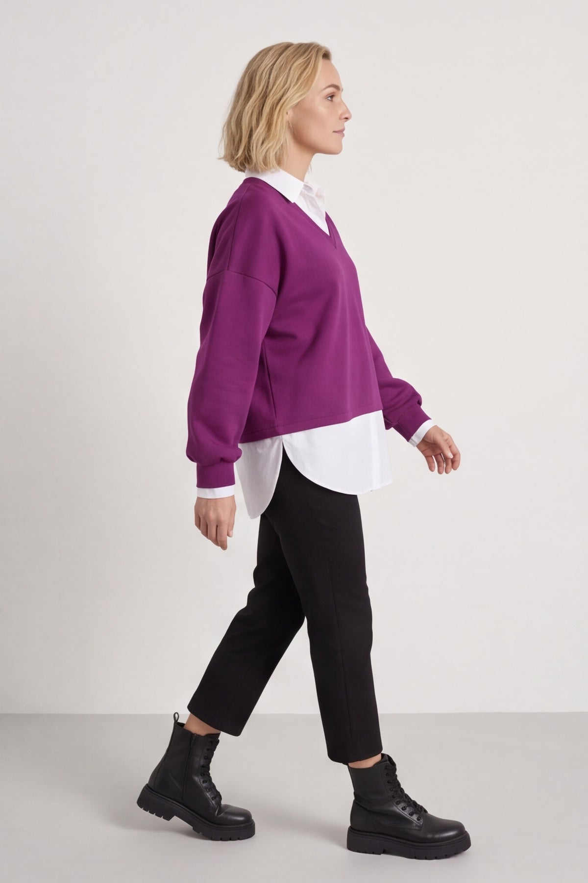 Leilani Collared Top Berry – image 3 of 6