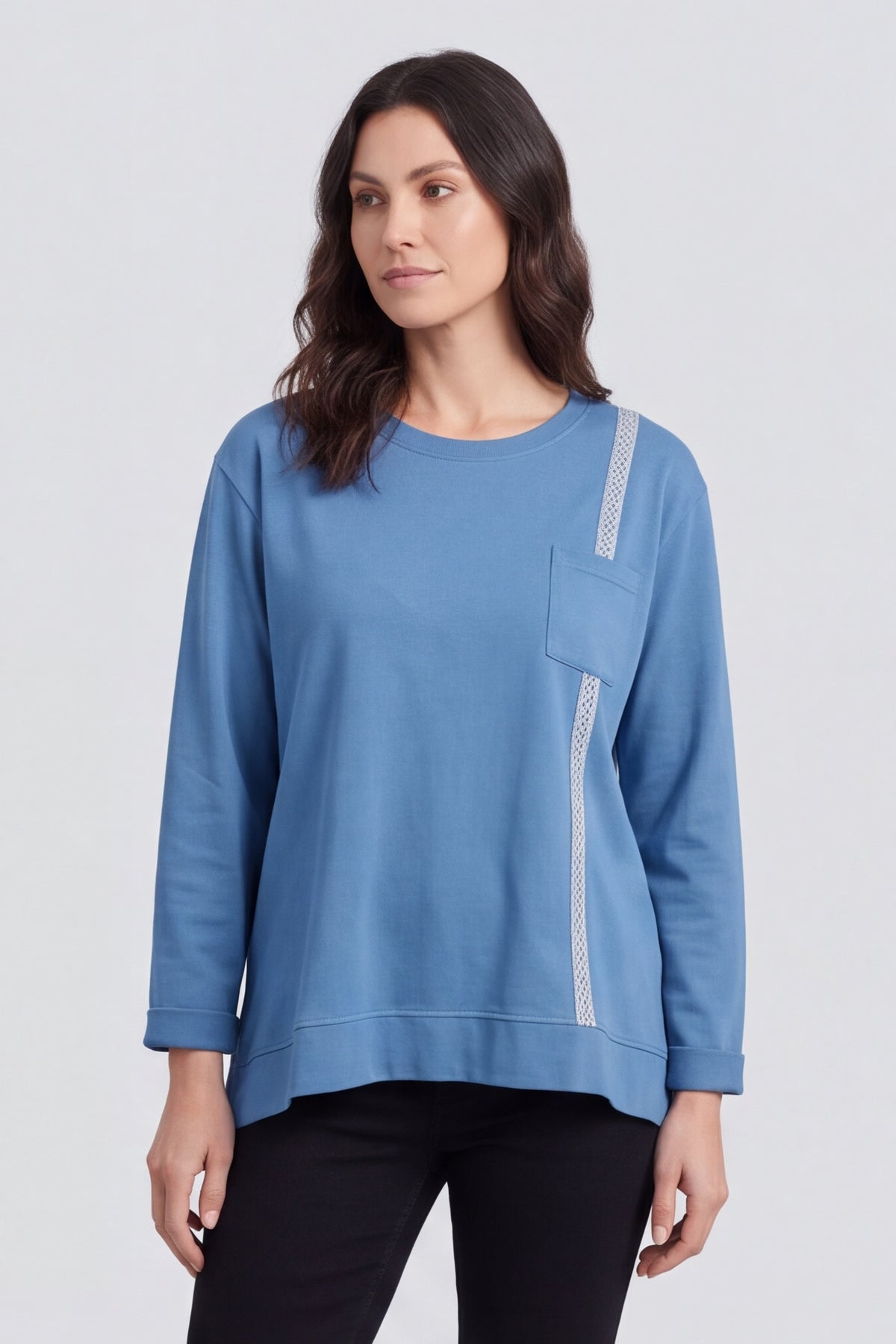 Barbara Pocket Cotton Top Blue – image 3 of 6