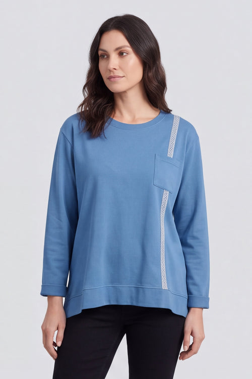 Barbara Pocket Cotton Top Blue – image 3 of 6