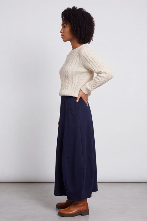 Georgetta Belted Cotton Skirt Navy – image 3 of 6