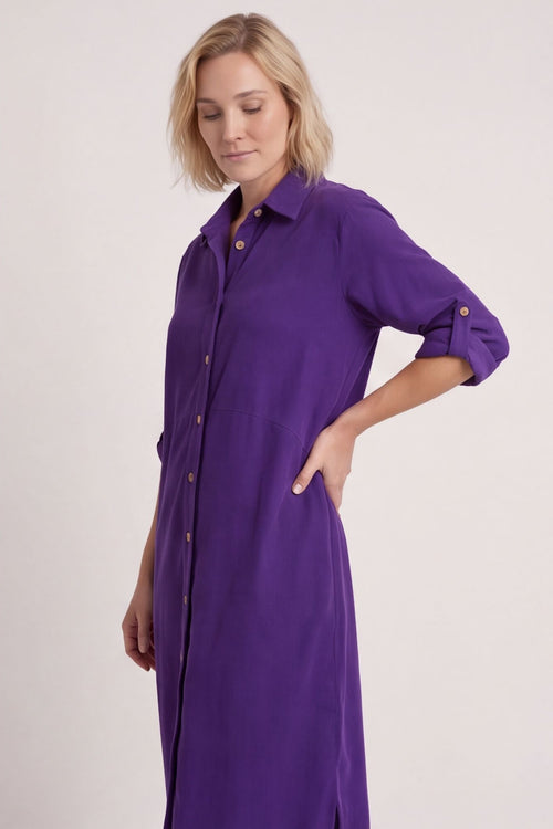 Tisha Needlecord Shirt Dress Purple – image 3 of 5