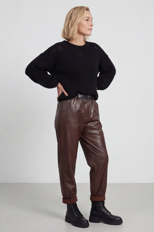 Hilary Wet Look Trousers Cocoa – image 3 of 5