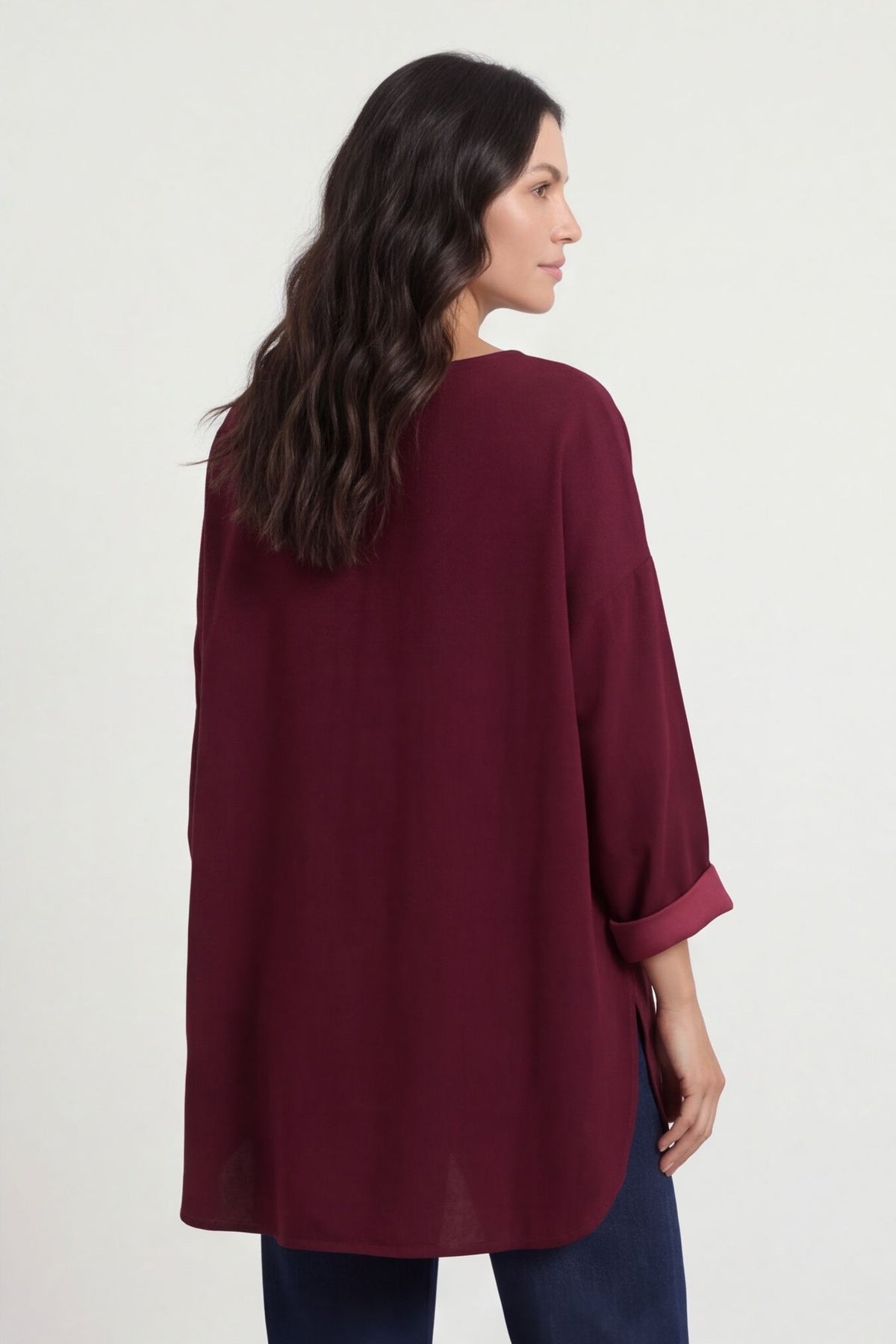 Selene Needlecord Pocket Top Burgundy – image 3 of 6