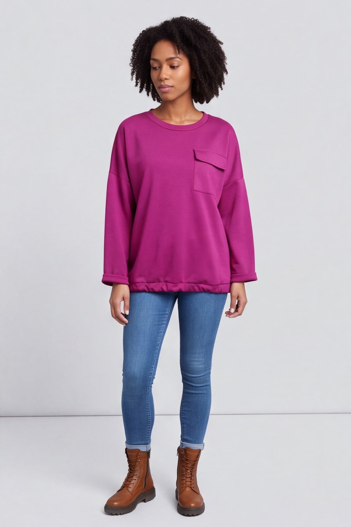 Tania Pocket Top Berry – image 3 of 6