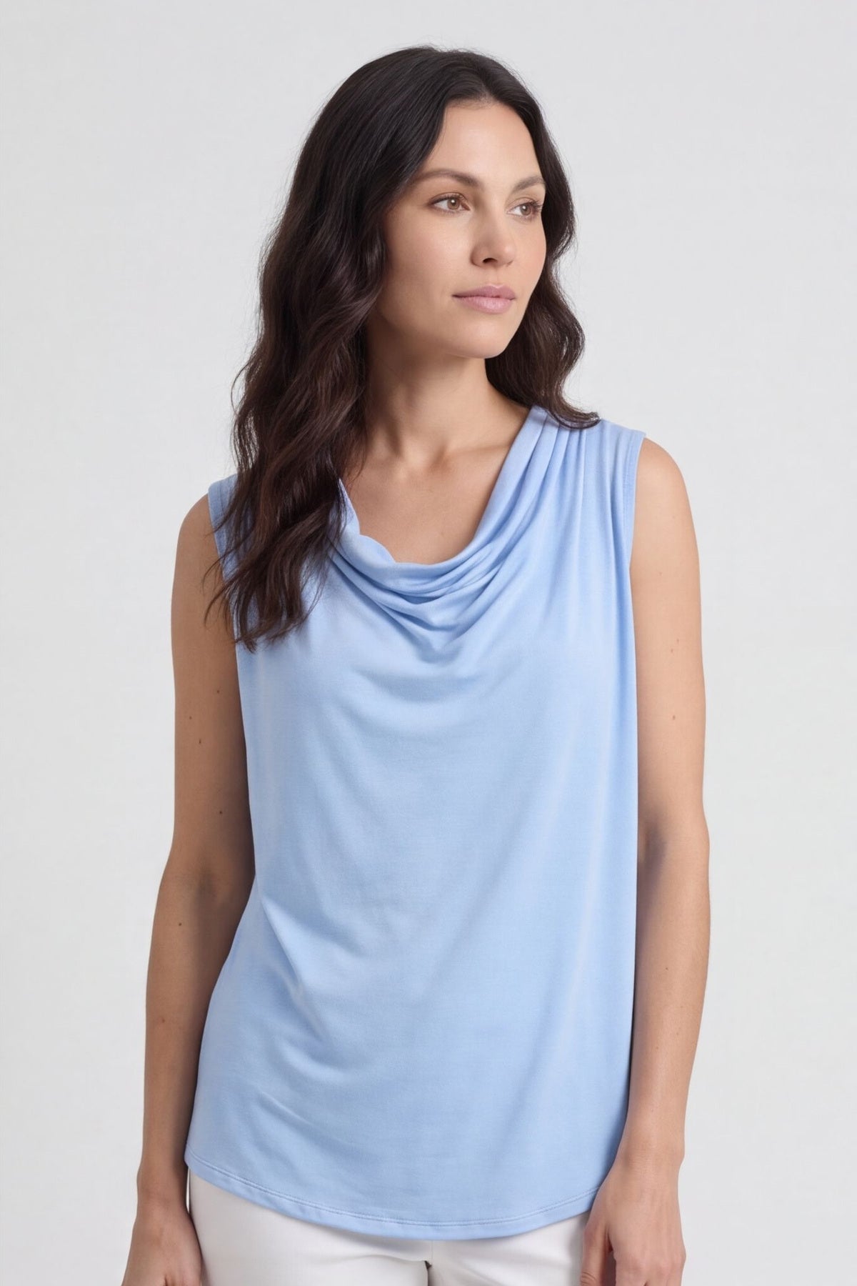 Antonina Cowl Neck Top Light Blue – image 3 of 6