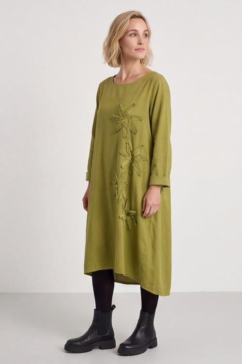 Florina Flower Patch Needlecord Dress Green – image 3 of 6