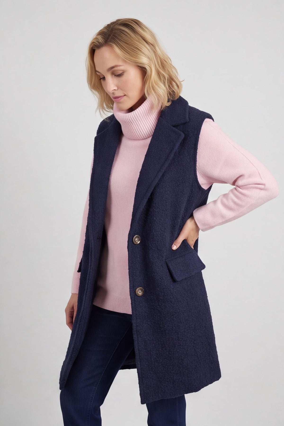 Nori Boucle Gilet Navy – image 3 of 5