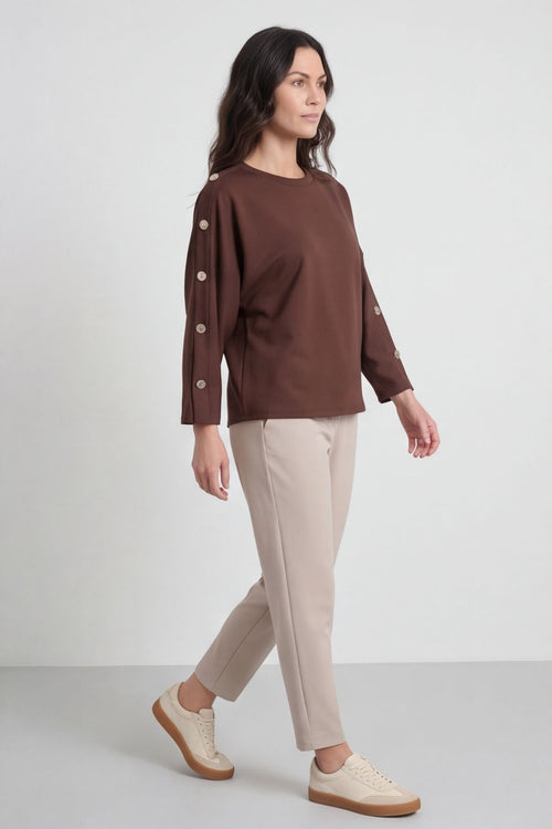 Lesley Button Top Cocoa – image 3 of 6