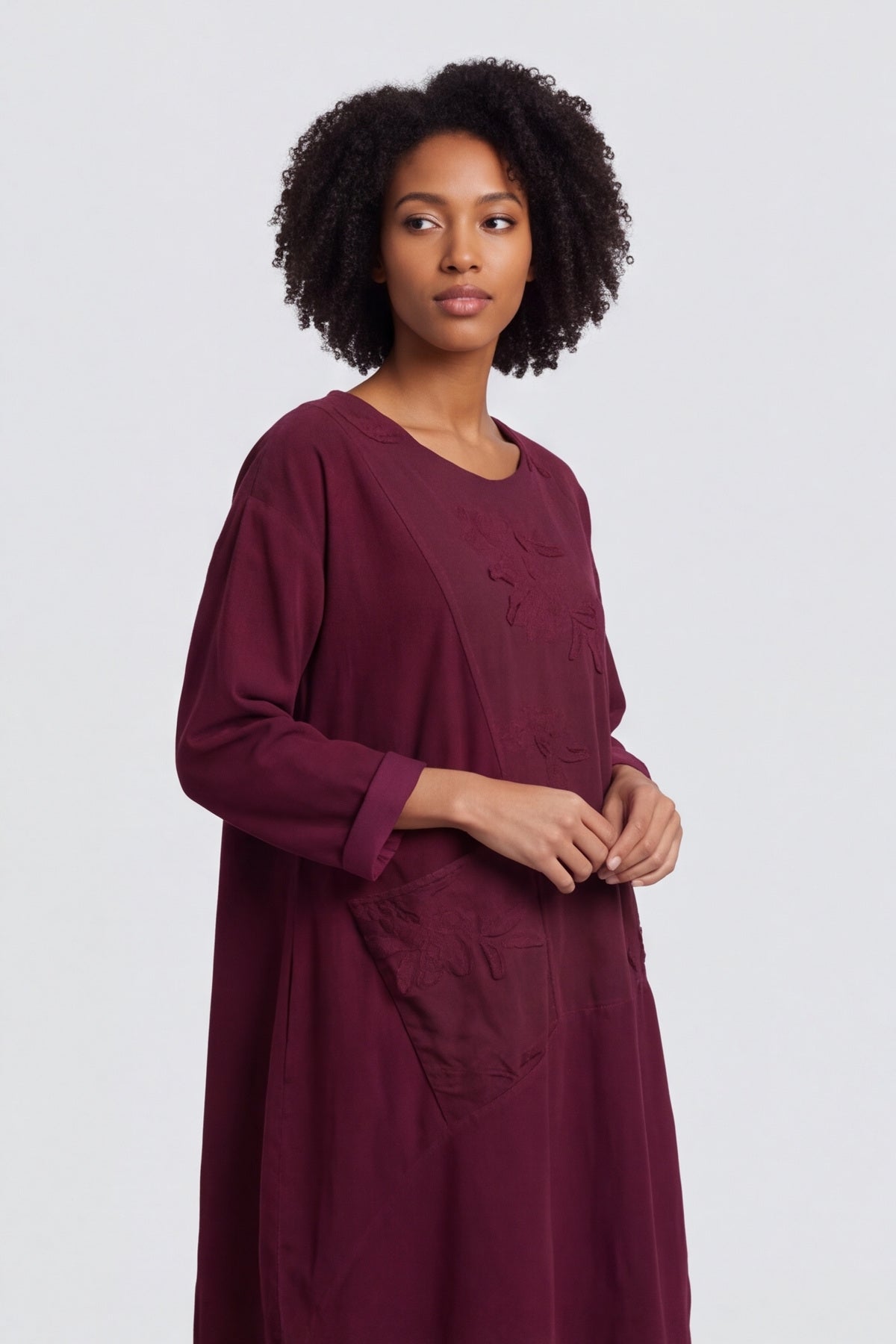 Laurie Needlecord Dress Burgundy – image 3 of 6