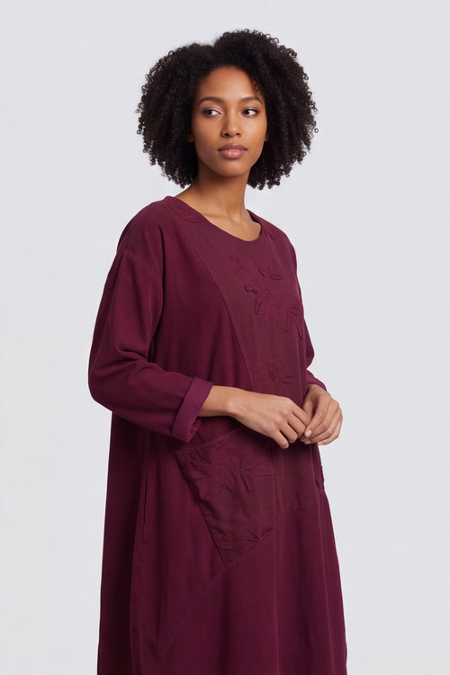 Laurie Needlecord Dress Burgundy – image 3 of 6