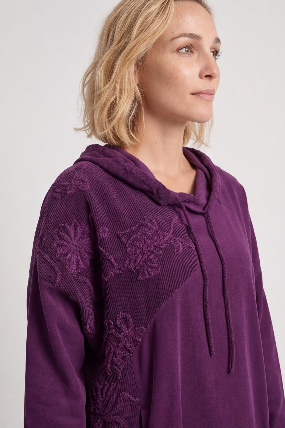 Devyn Hooded Needlecord Dress Purple – image 3 of 6