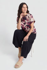 Nancy Print Cowl Neck Top Burgundy Burgundy - Nancy Print Cowl Neck Top Burgundy – image 3 of 6