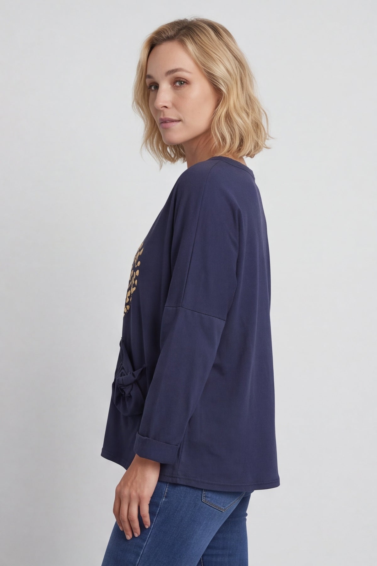 Cherie Heart Cotton Top Navy – image 3 of 5