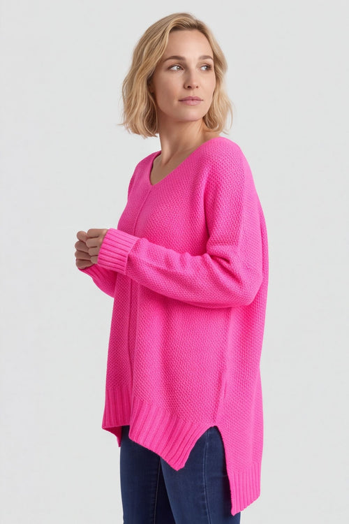 Bo Slouch V-Neck Jumper Fuchsia – image 3 of 5