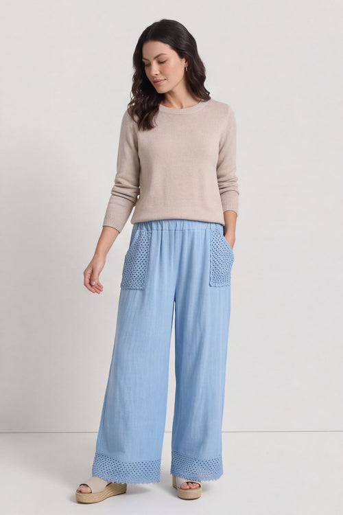 Elana Cotton Trousers Powder Blue – image 3 of 6