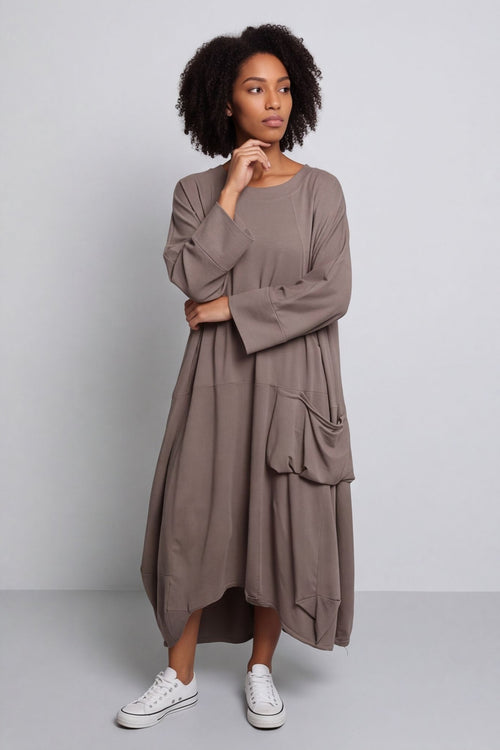 Sharon Pocket Cotton Dress Mocha – image 2 of 4