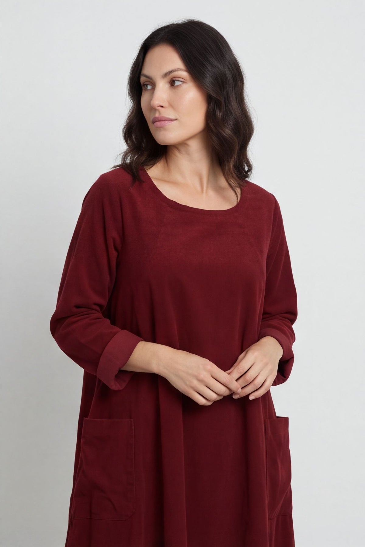 Liora Needlecord Dress Wine – image 3 of 6
