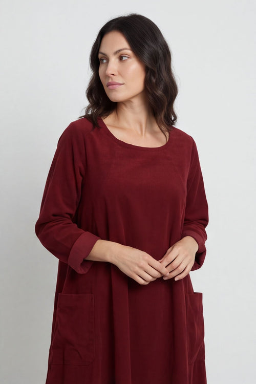 Liora Needlecord Dress Wine – image 3 of 6