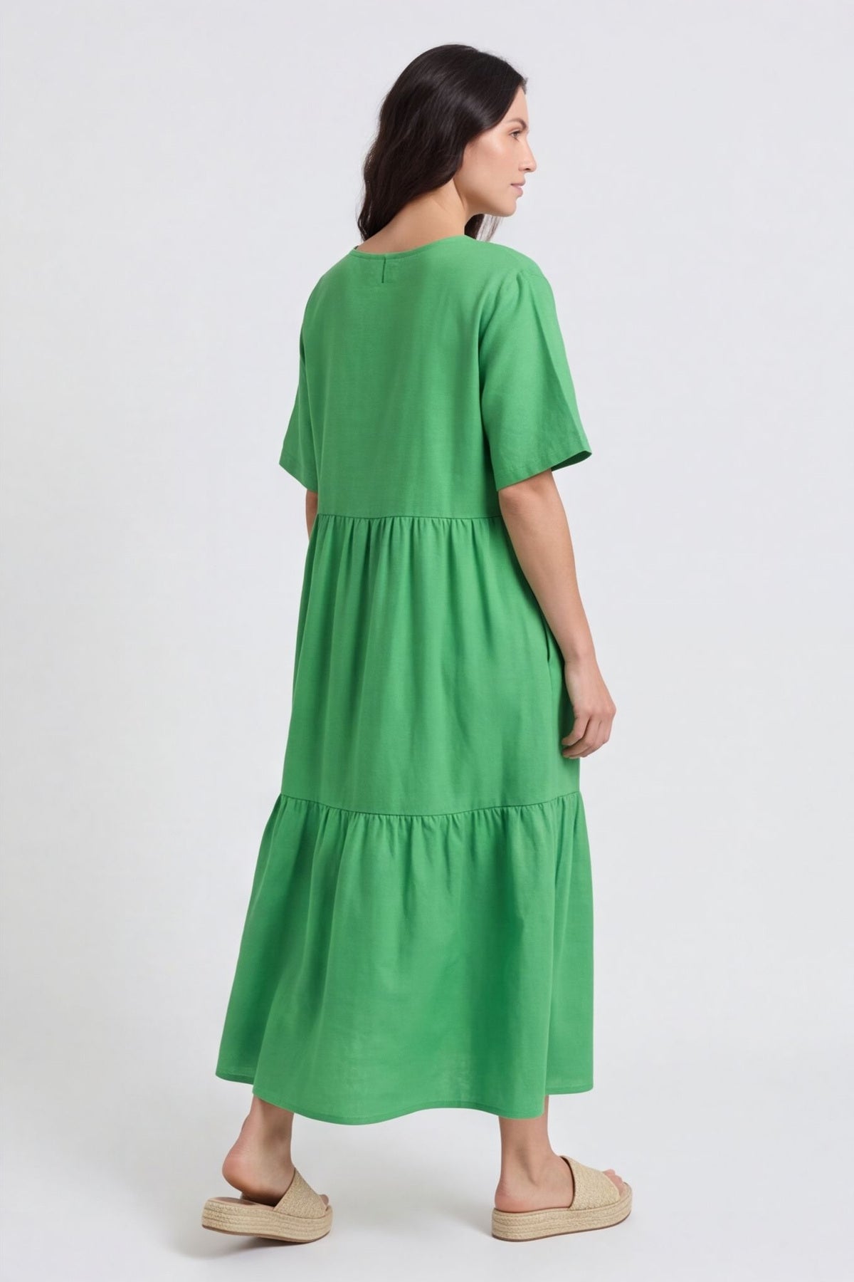 Nova Linen Dress Emerald – image 3 of 4