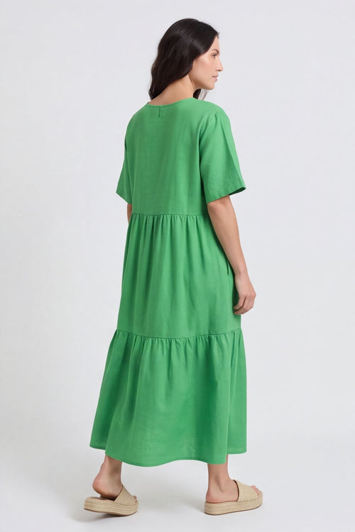 Nova Linen Dress Emerald – image 3 of 4
