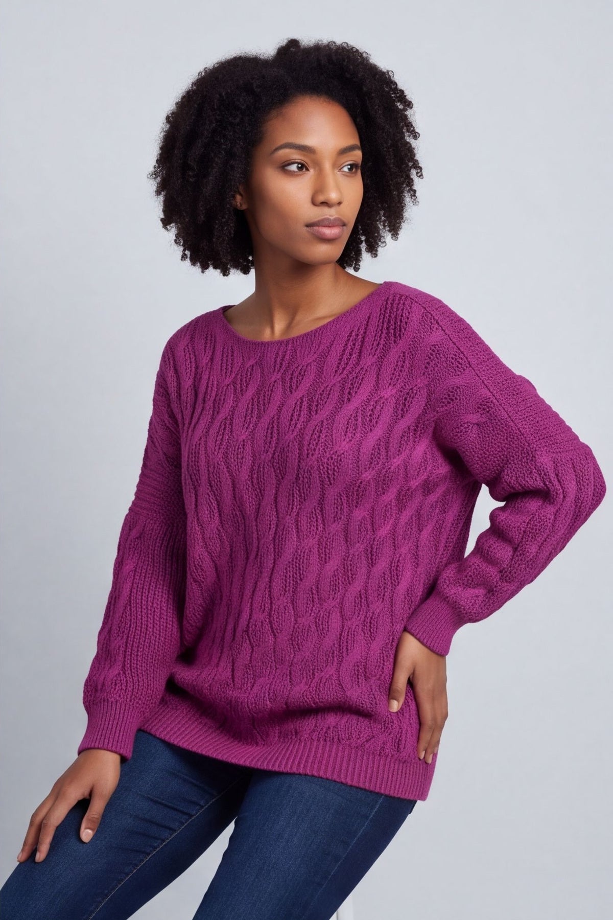 Tamsin Knitted Jumper Berry – image 3 of 5