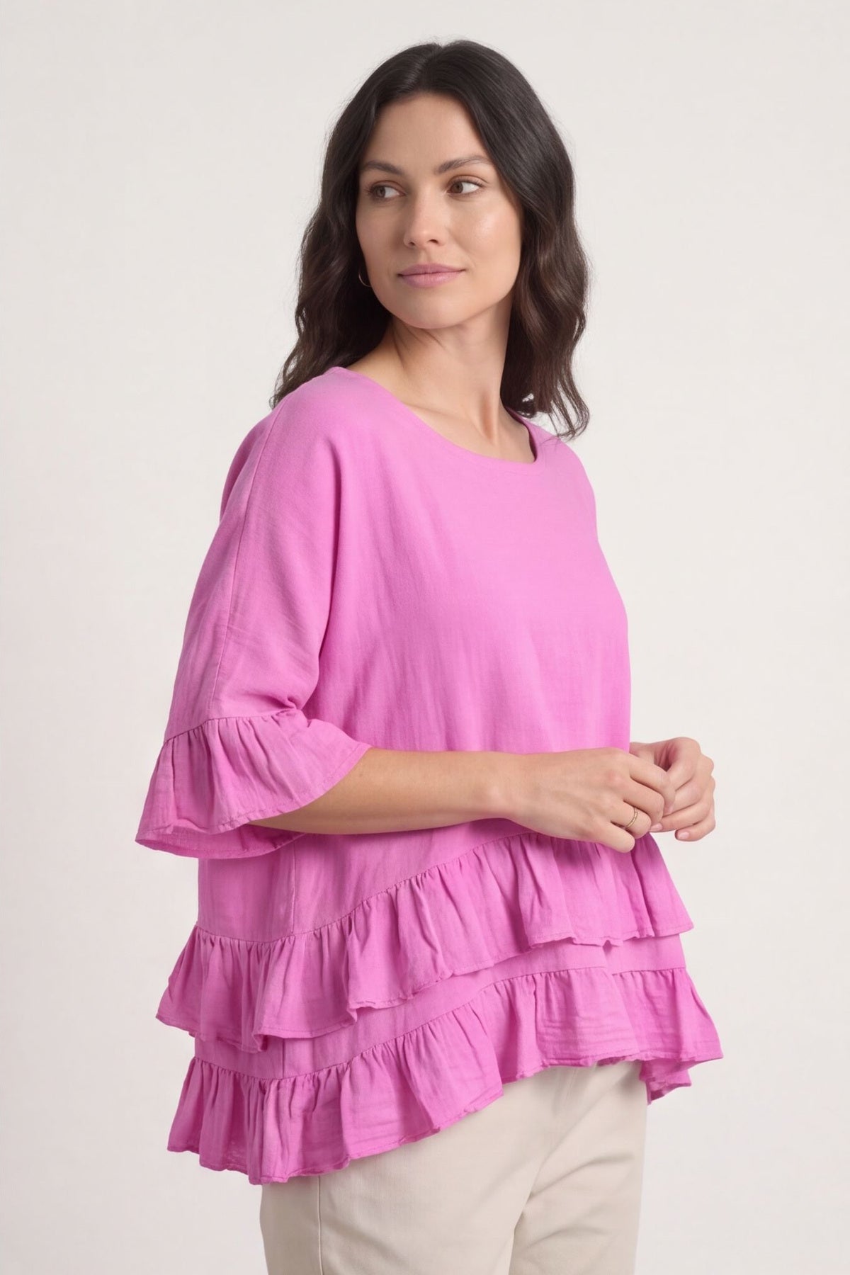 Allena Frill Top Fuchsia – image 3 of 6
