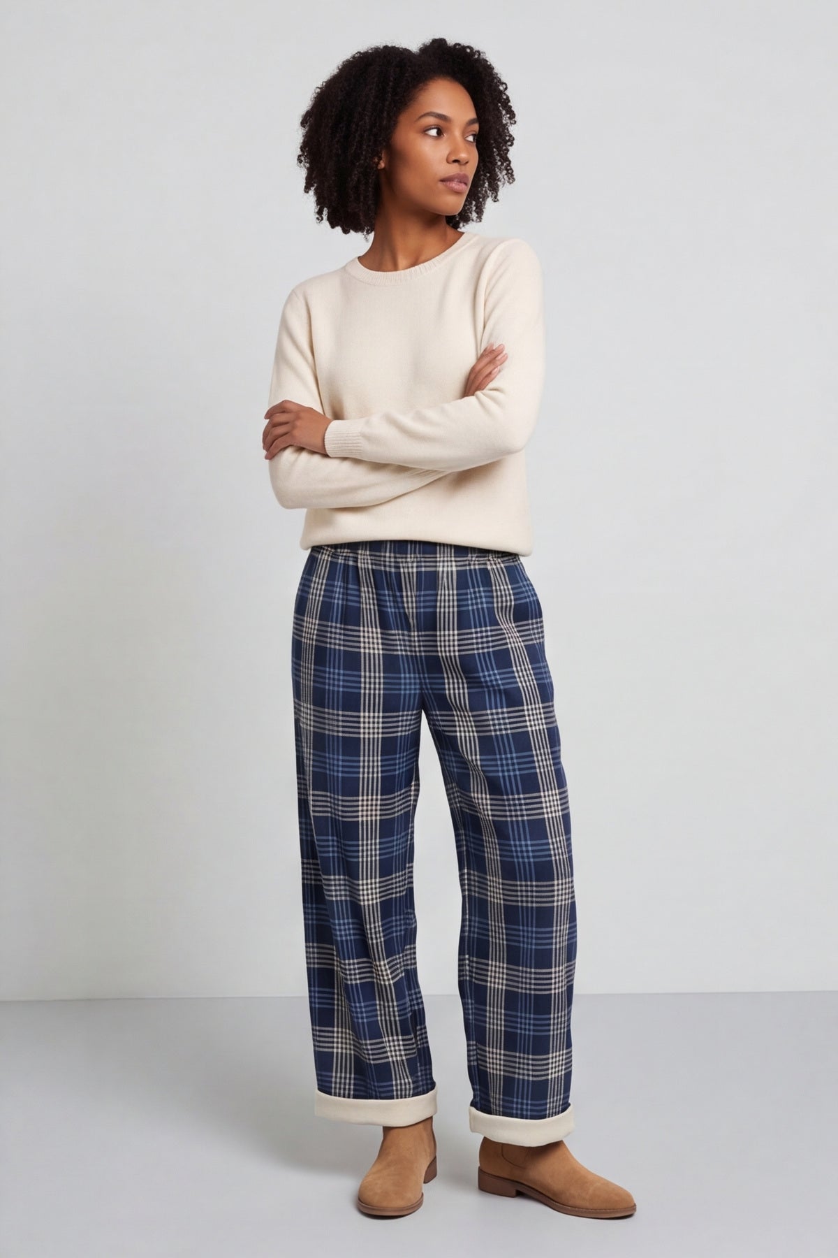 Kirri Check Trousers Navy – image 3 of 6